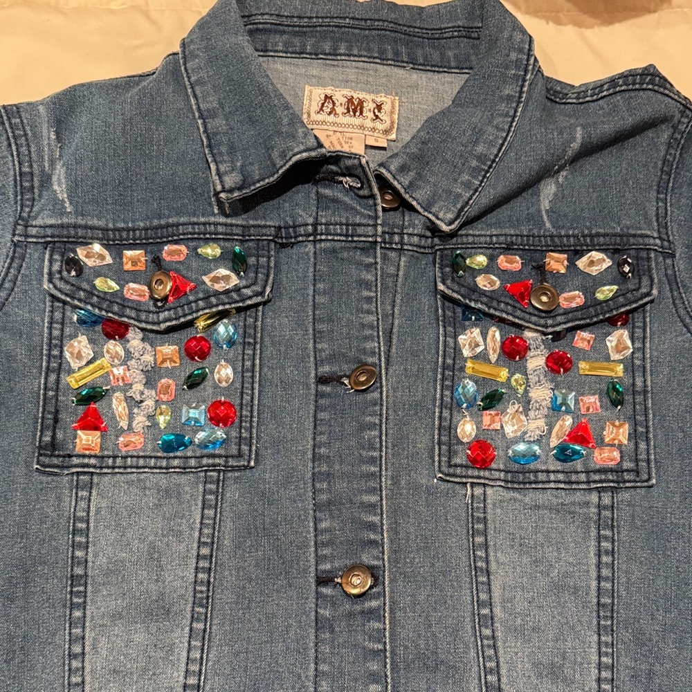 Ami Denim Jacket with Multicolor Embellishments‎ - Picture 2 of 4